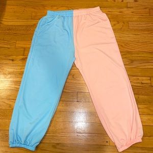 Half pink half blue Comfy sweatpants ! Super cute